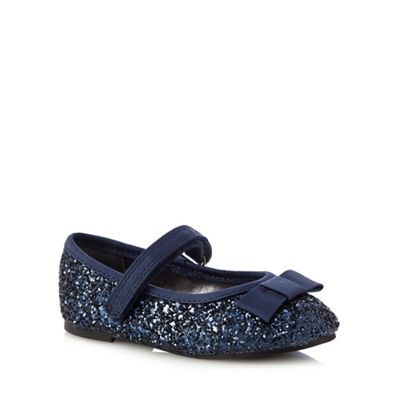 Girls' navy bow detail flat shoes